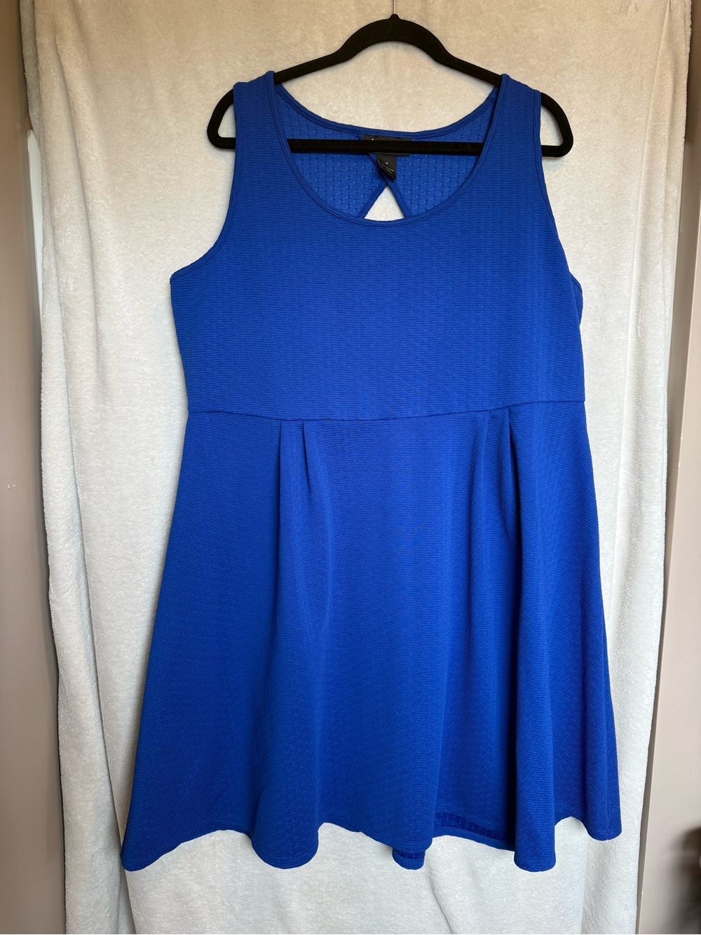 Lane Bryant Royal Blue Fit & Flare Tank Dress with Small Back Key Hole Textured